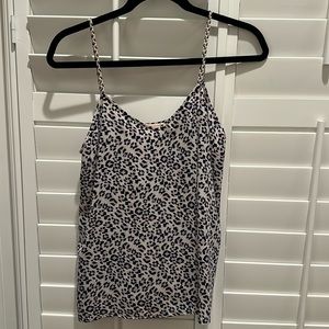 Navy & blush leopard top